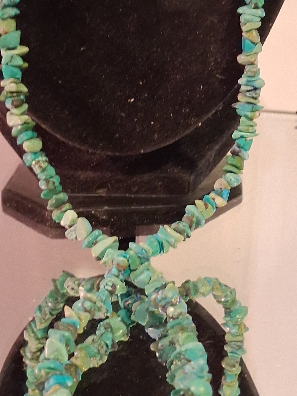 Turquoise Chip Strand Necklace and Bracelet Set - Green Blue Beaded Jewelry